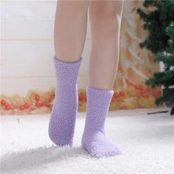 Womens Fuzzy Socks Cozy Fluffy Winter Warm Slipper Socks Microfiber SleepingSock - Picture 2 of 14